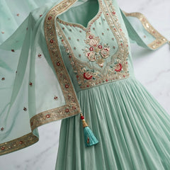 Mint Green Embroidered Anarkali Suit