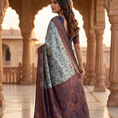 Teal Blue Art Silk Premium And Fancy Design Saree With Blouse For Women