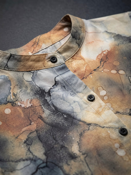 Marble Print Button-Down Tunic