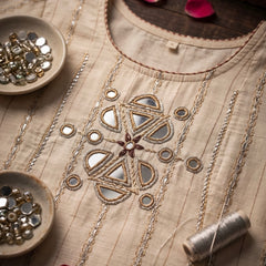 Ivory Mirror-Work Kurta with Palazzo Set
