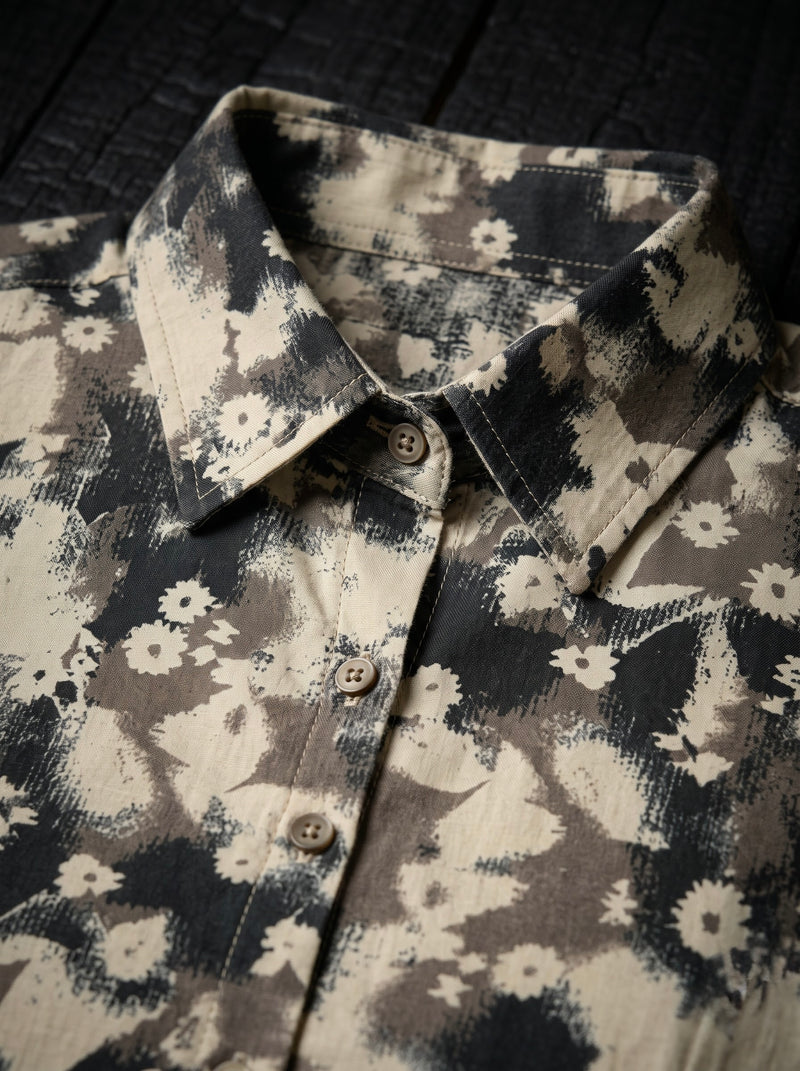 Abstract Floral Print Button-Down shirt