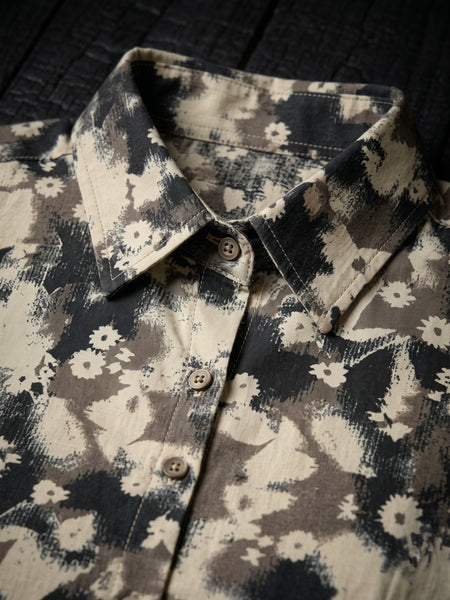 Abstract Floral Print Button-Down shirt
