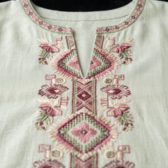 Sage Green Kurta with Geometric Floral