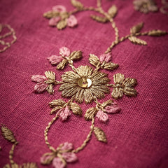 Rose Pink Tunic with Gold and White Floral Embroidery