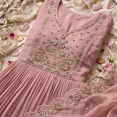 Dusty Pink Embroidered Anarkali Suit