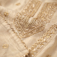 OffWhite Cream Zari-Embroidered Kurta with Dupatta