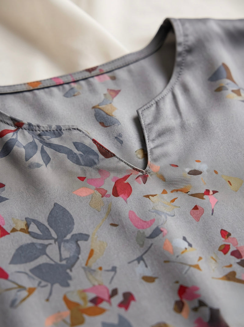 Grey Watercolor Floral Print Co-ord Set