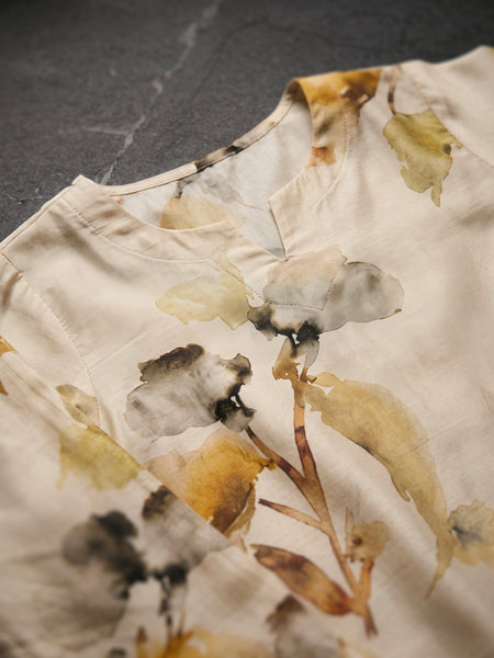 Cream Watercolor Floral Print Co-ord Set
