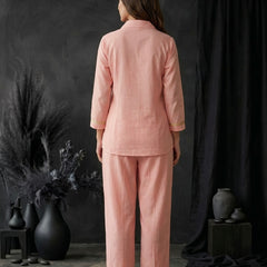 Blush Pink Shirt Co-ord Set with Lace Trim