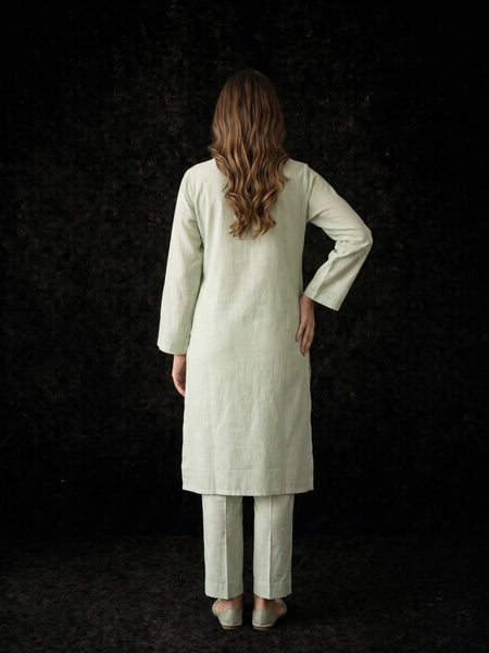 Sage Green Kurta with Geometric Floral