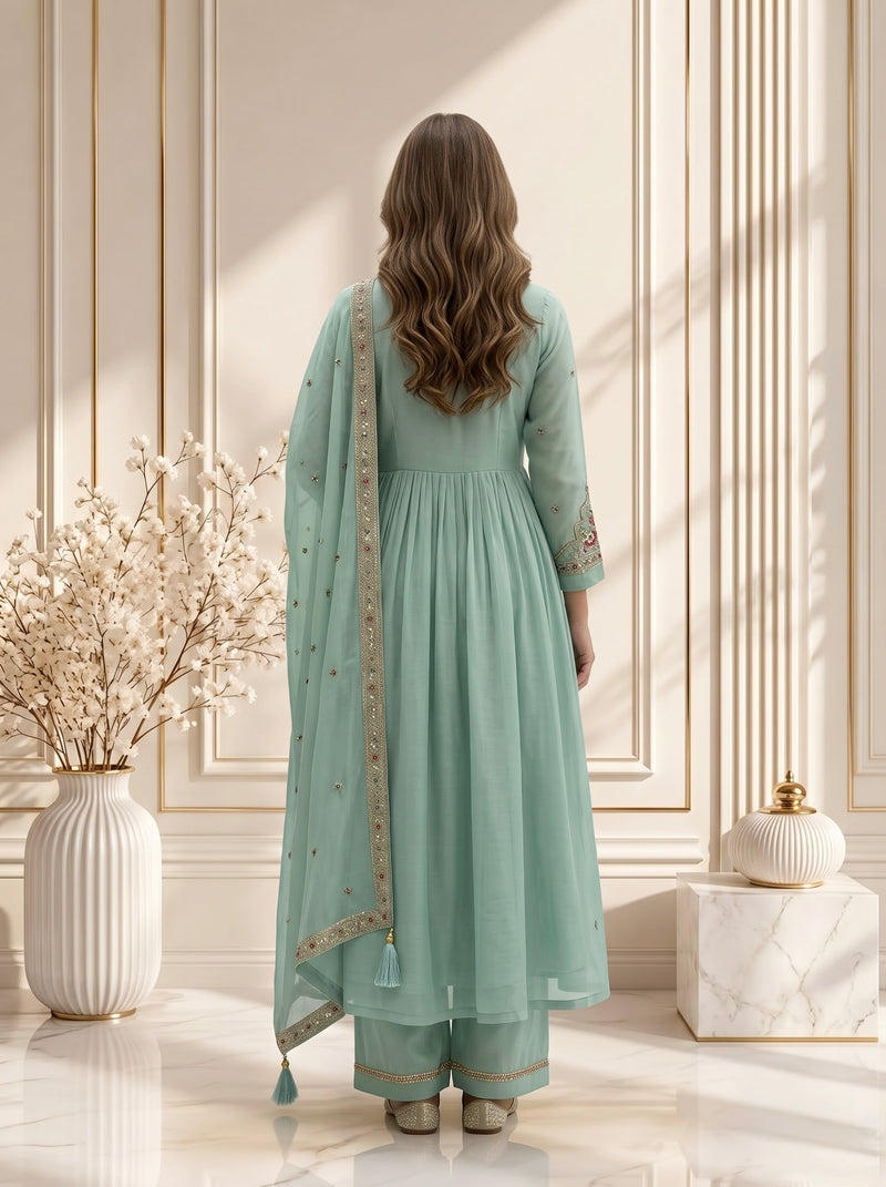 Mint Green Embroidered Anarkali Suit