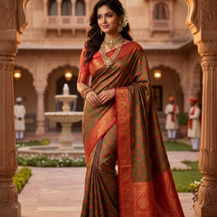 Green And Red Art Silk Premium And Fancy Design Saree With Blouse For Women