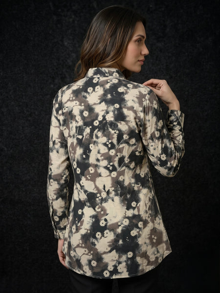 Abstract Floral Print Button-Down shirt