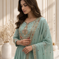 Mint Green Embroidered Anarkali Suit
