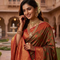 Green And Red Art Silk Premium And Fancy Design Saree With Blouse For Women
