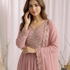 Dusty Pink Embroidered Anarkali Suit