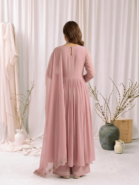 Dusty Pink Embroidered Anarkali Suit