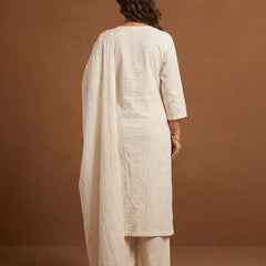 Off-White Cotton Kurta with Floral Dupatta
