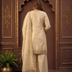 OffWhite Cream Zari-Embroidered Kurta with Dupatta