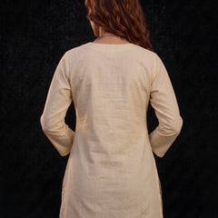 Cream Tunic with Tan Floral Embroidery