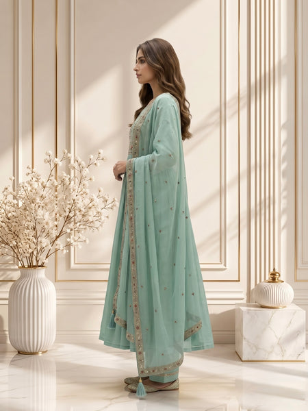Mint Green Embroidered Anarkali Suit