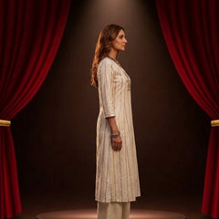 Ivory Mirror-Work Kurta with Palazzo Set