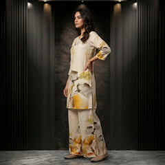 Cream Watercolor Floral Print Co-ord Set