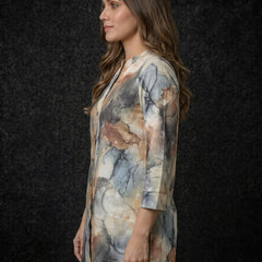 Marble Print Button-Down Tunic