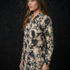 Abstract Floral Print Button-Down shirt