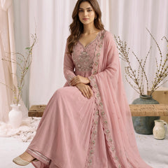 Dusty Pink Embroidered Anarkali Suit