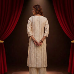 Ivory Mirror-Work Kurta with Palazzo Set