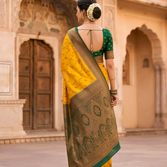 Classic yellow And Green Art Silk Premium And Fancy Design Saree With Blouse For Women