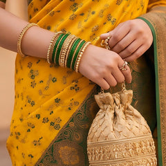Classic yellow And Green Art Silk Premium And Fancy Design Saree With Blouse For Women