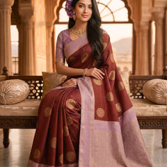 The Crimson & Lilac Banarasi Saree