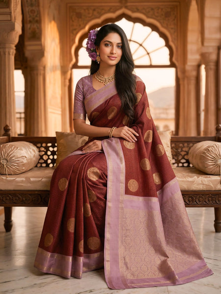 The Crimson & Lilac Banarasi Saree