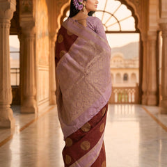 The Crimson & Lilac Banarasi Saree