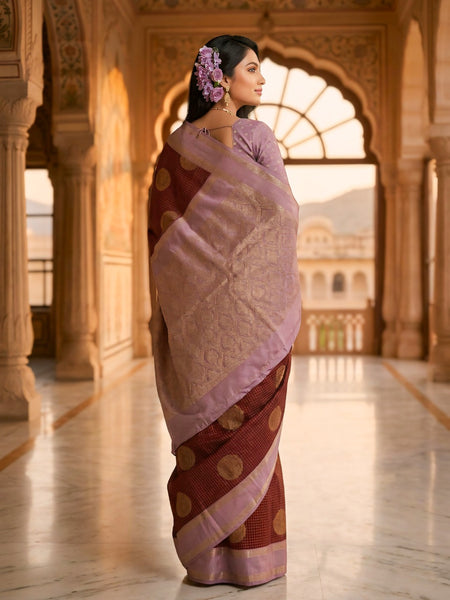 The Crimson & Lilac Banarasi Saree