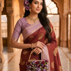 The Crimson & Lilac Banarasi Saree