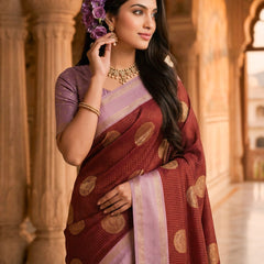 The Crimson & Lilac Banarasi Saree