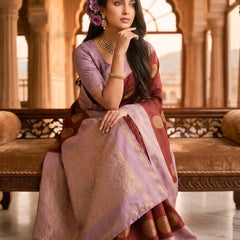 The Crimson & Lilac Banarasi Saree