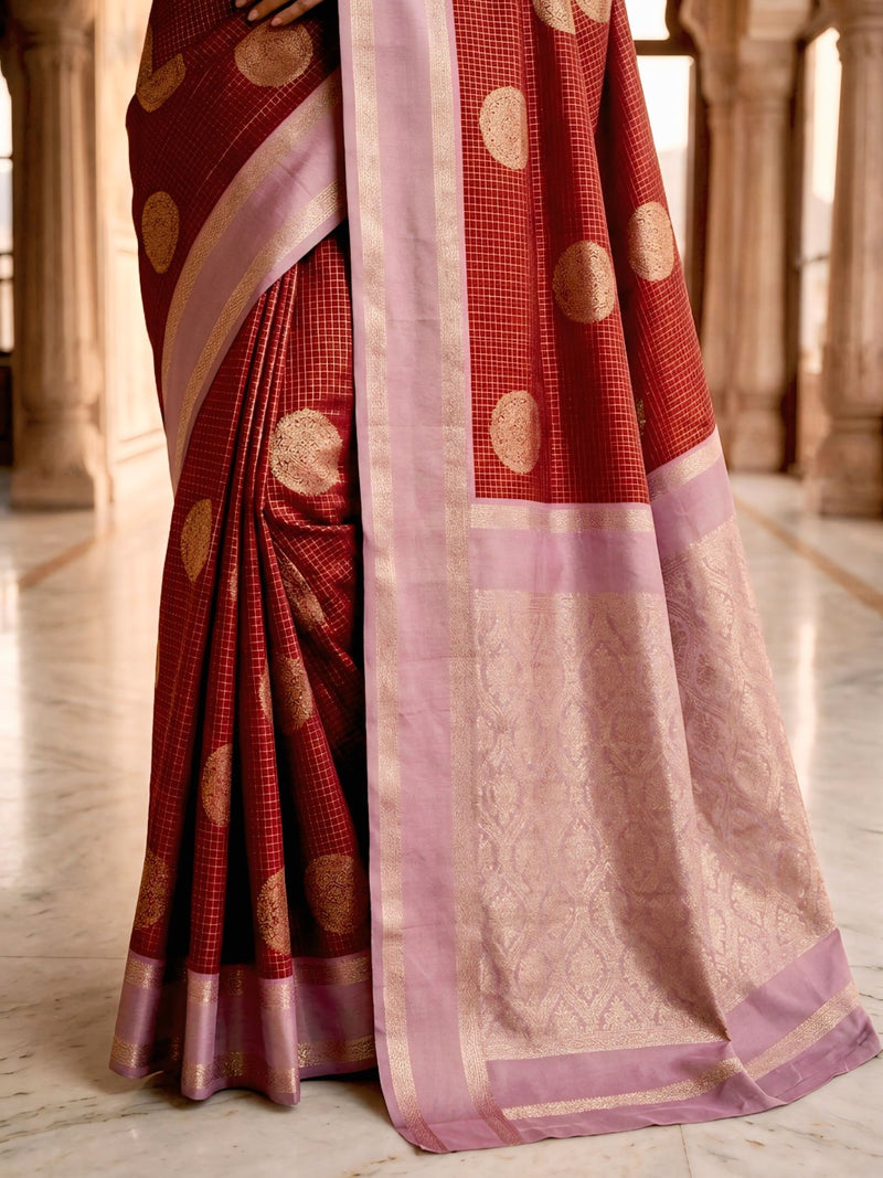 The Crimson & Lilac Banarasi Saree