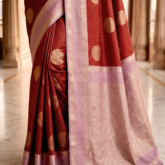 The Crimson & Lilac Banarasi Saree