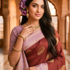 The Crimson & Lilac Banarasi Saree
