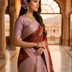 The Crimson & Lilac Banarasi Saree