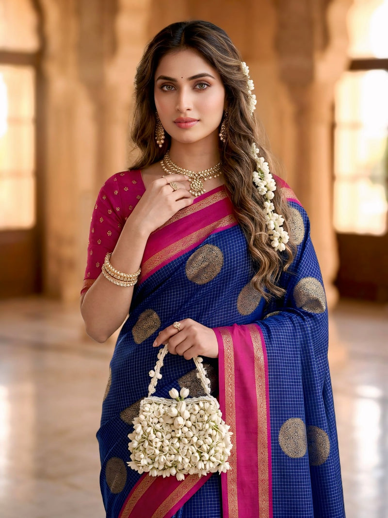 The Royal Sapphire & Rani Pink Banarasi Saree
