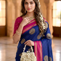 The Royal Sapphire & Rani Pink Banarasi Saree