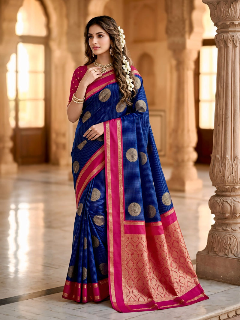 The Royal Sapphire & Rani Pink Banarasi Saree