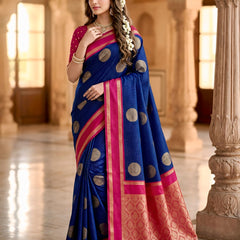 The Royal Sapphire & Rani Pink Banarasi Saree