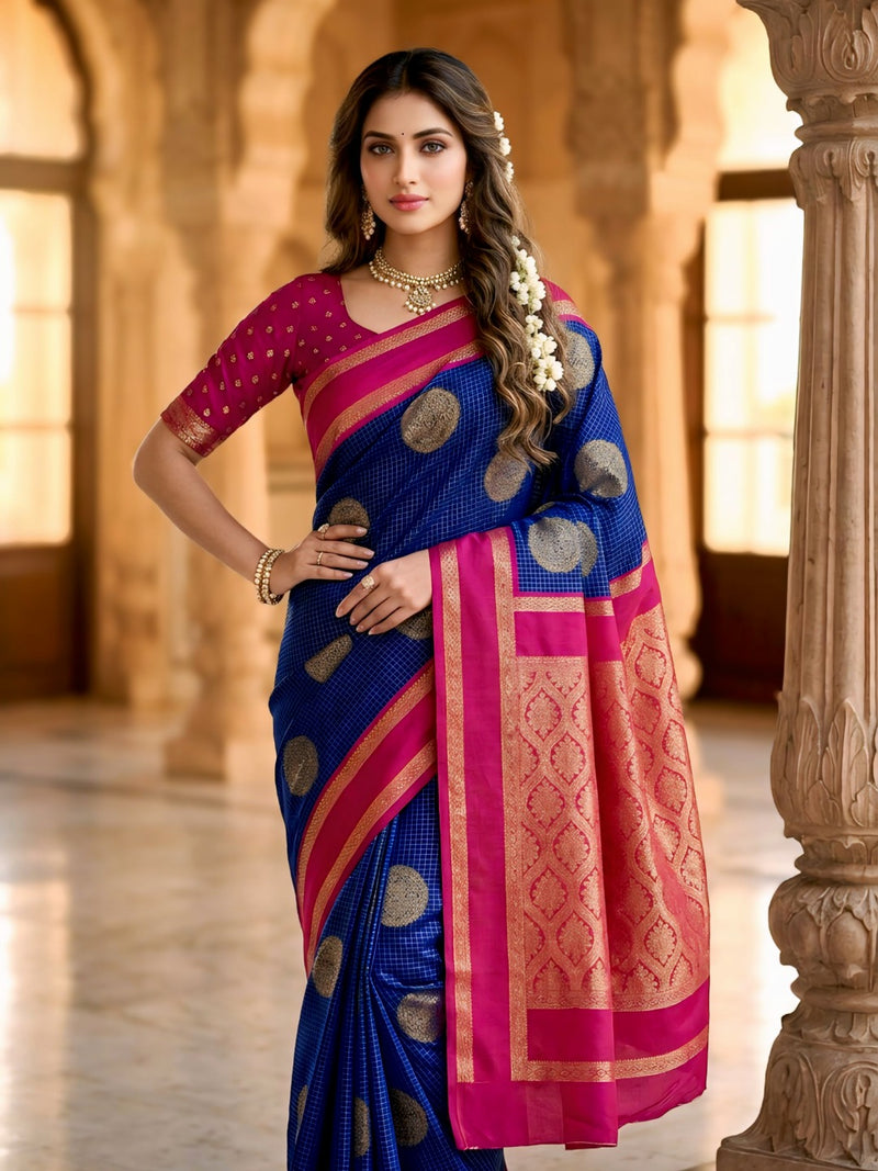The Royal Sapphire & Rani Pink Banarasi Saree