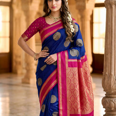 The Royal Sapphire & Rani Pink Banarasi Saree